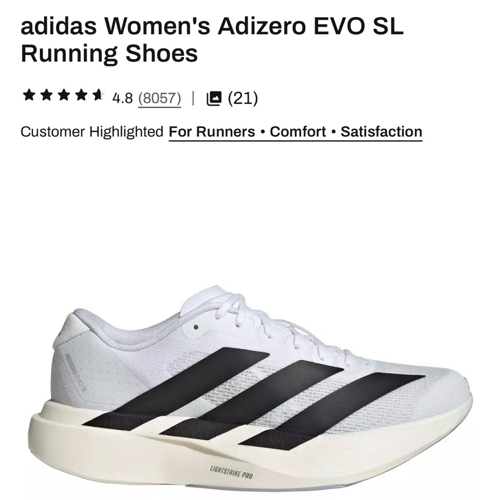 adidas Women's Adizero EVO SL Running Shoes